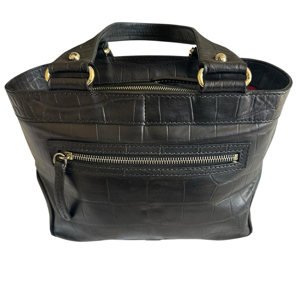 Dooney & Bourke Crocodile Embossed Black Leather Small Tote Shoulder Bag - Picture 2 of 15